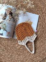 Crocheted tote bag ochre and beige new condition