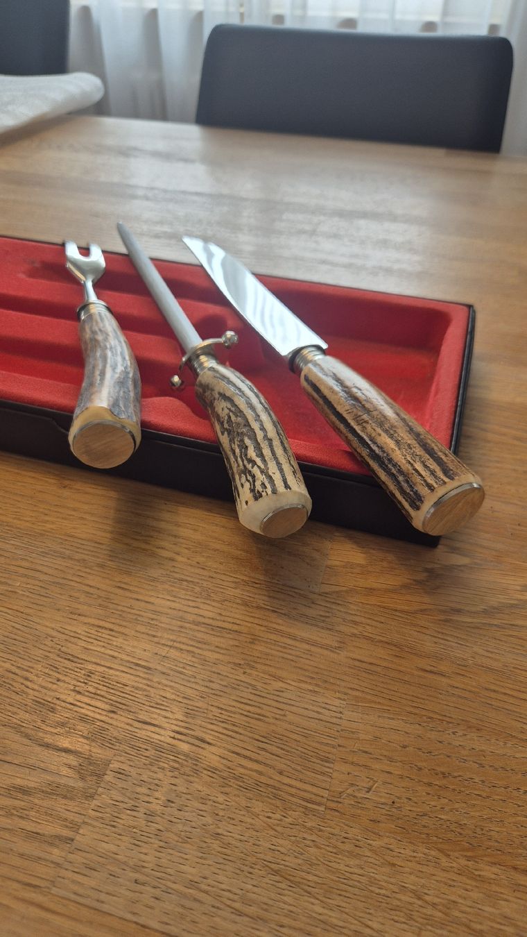 Solingen Messer: Dreizack Solingen Tranchier-Set mit  Hirschhorngriff – Gebraucht aus Winterthur von Guisto77 4