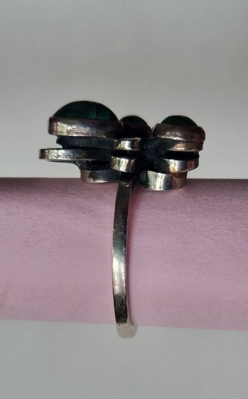 Ringe: Ring Silber mit Malachit Steinen Durchmesser 1,5cm – Gebraucht aus Seengen von see_b7wj 7
