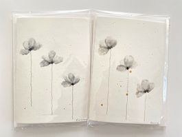 2-er Set Aquarell-Kunstkarten, handgemalt, Trauer/Grusskarte