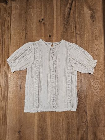 Wunderschöne weisse Häkelspitze-Bluse, Sommerlich & Elegant