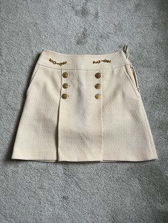 Gucci Mini Skirt, Cream Wool, Size 36, New With Tags