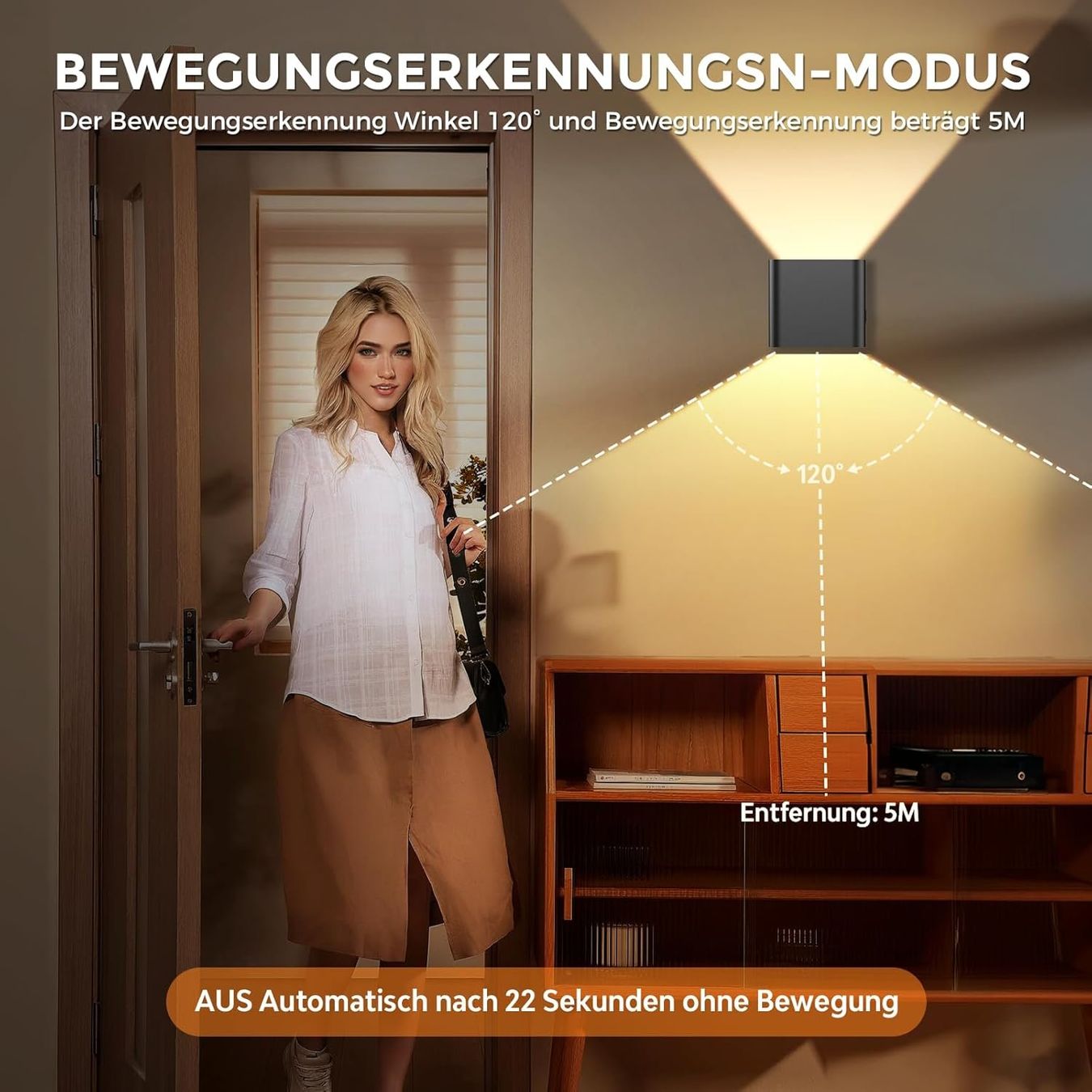 Lampade: LED Wandleuchte 4er Set mit Sensor, Aufladbar, Schwarz – Nuovo e nell'imballaggio originale da Wittenbach venduto da VELARO 2