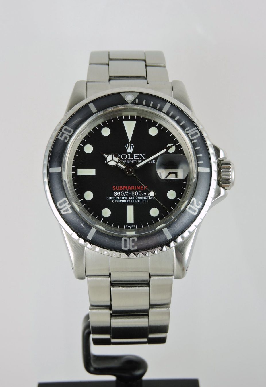 Rolex Orologi: 1972 Rolex Luminova Red Submariner 1680 MK8 – Usato da Bern venduto da Vintage-Oyster