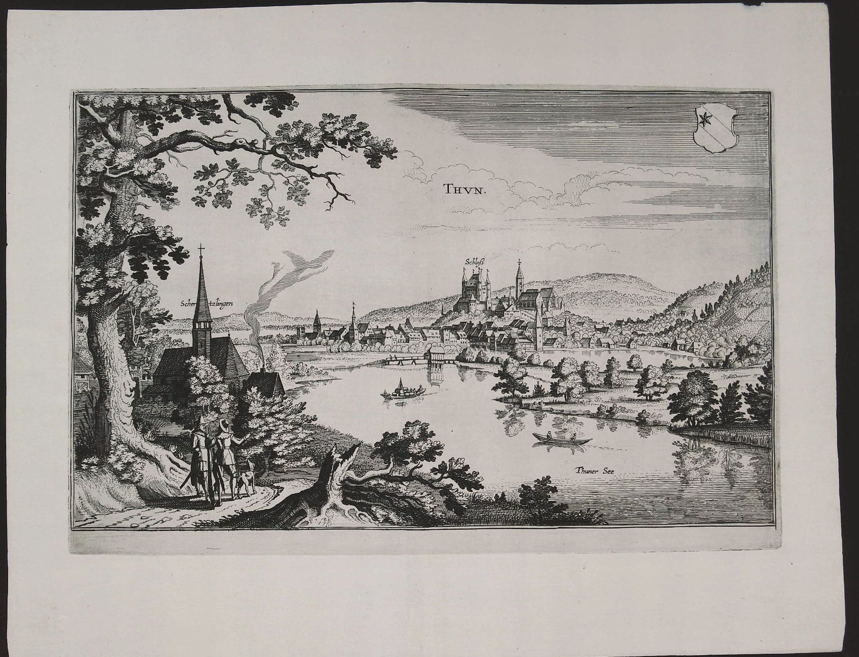 Stiche: Thun Kupferstich von Merian 1644 – Gebraucht aus Rafz von Helvet32