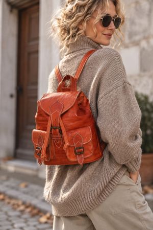 Cooler echt Lederrucksack