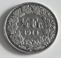 1/2 Franken 1914 Münze CH guter Zustand