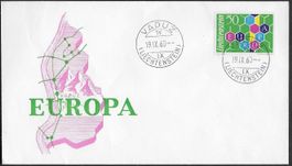 1960 Privat FDC illustriert Europa Wabe 348 I o VADUZ ab 1.-