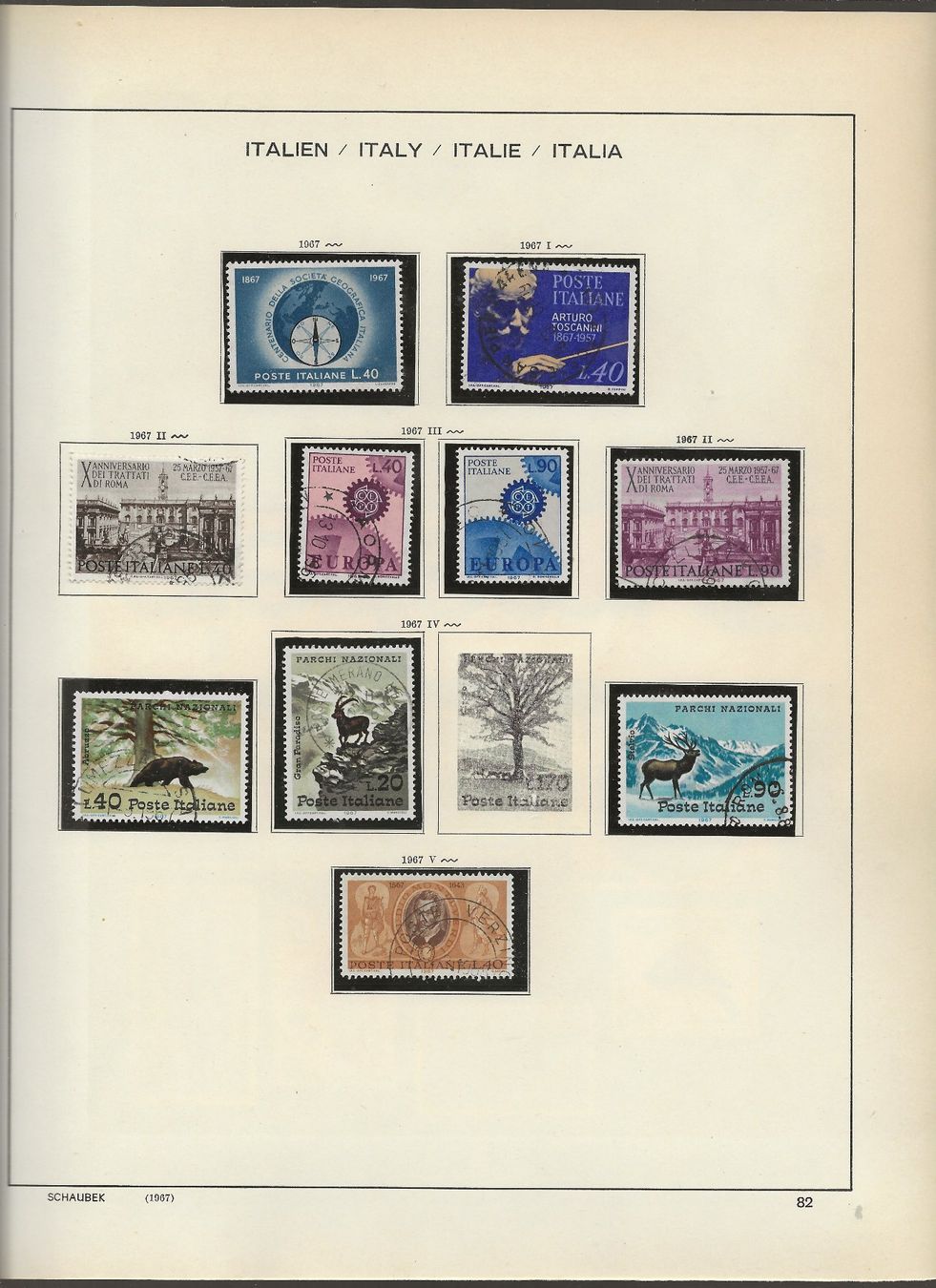 Alle Briefmarken: Marken Italien 1965 bis 1968 – Gebraucht aus Au ZH von xelagreb01 4