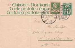 10 Rp. GS-Pk mit 10 Rp. Zusatzfrankatur (Antwort-Pk)