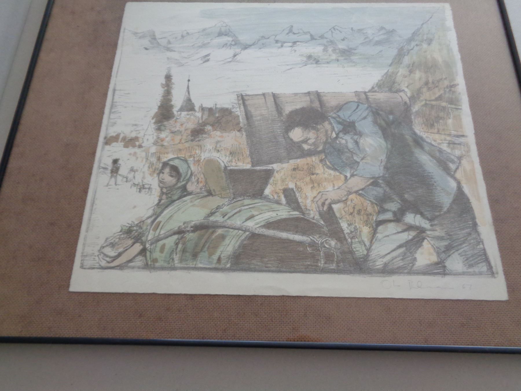 Grafica & Litografie: Lithografie Weinlese 1967 hinter Glas – Usato da Chur venduto da omonia 7