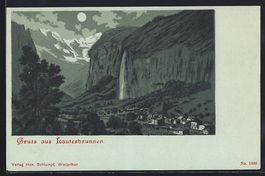 Mondschein-Lithographie Lauterbrunnen, O