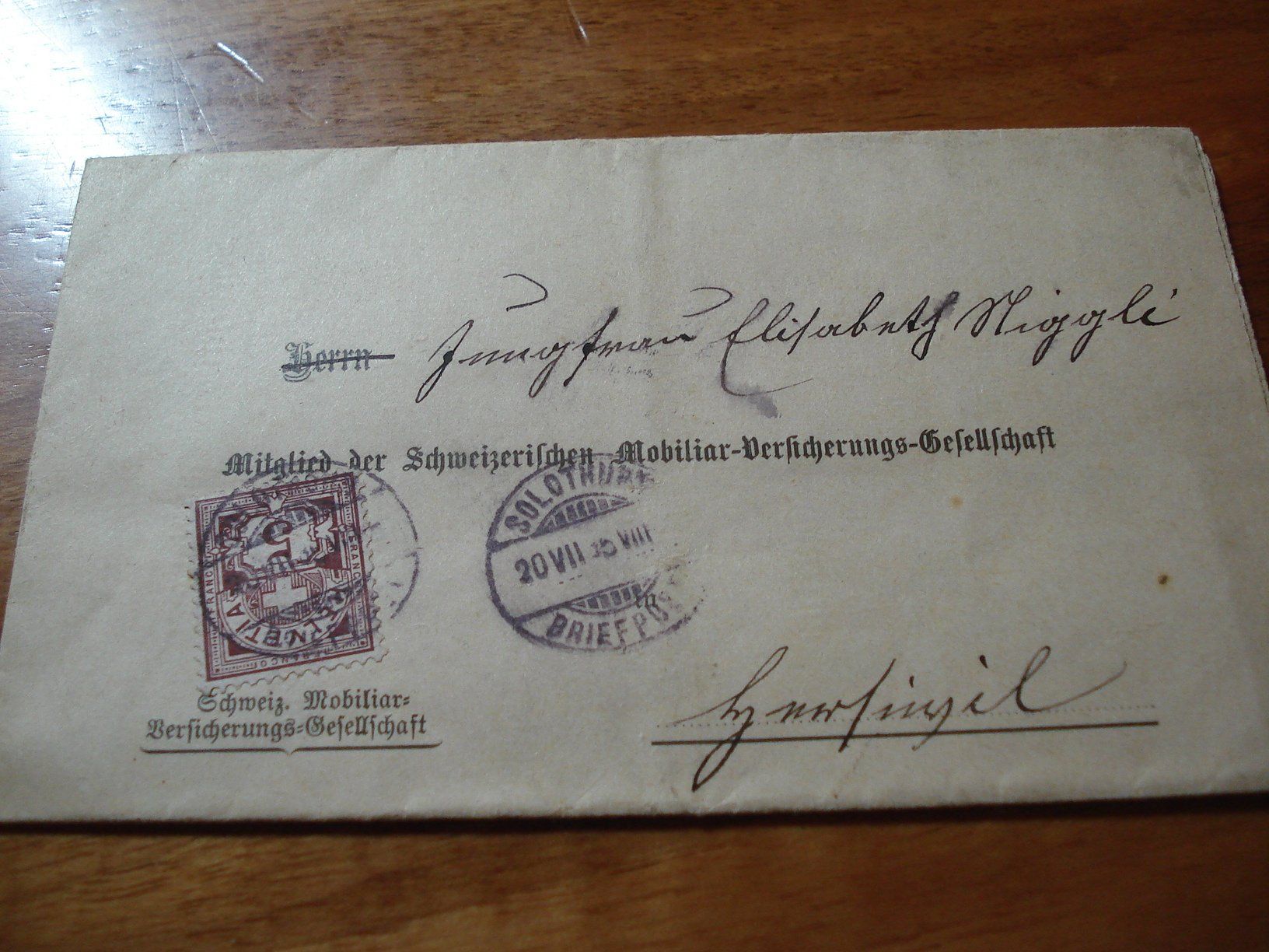 Tutti i francobolli: Faltbrief 1885, Mobiliar-Versicherung o Solothurn – Usato da Niederwil AG venduto da morostahu