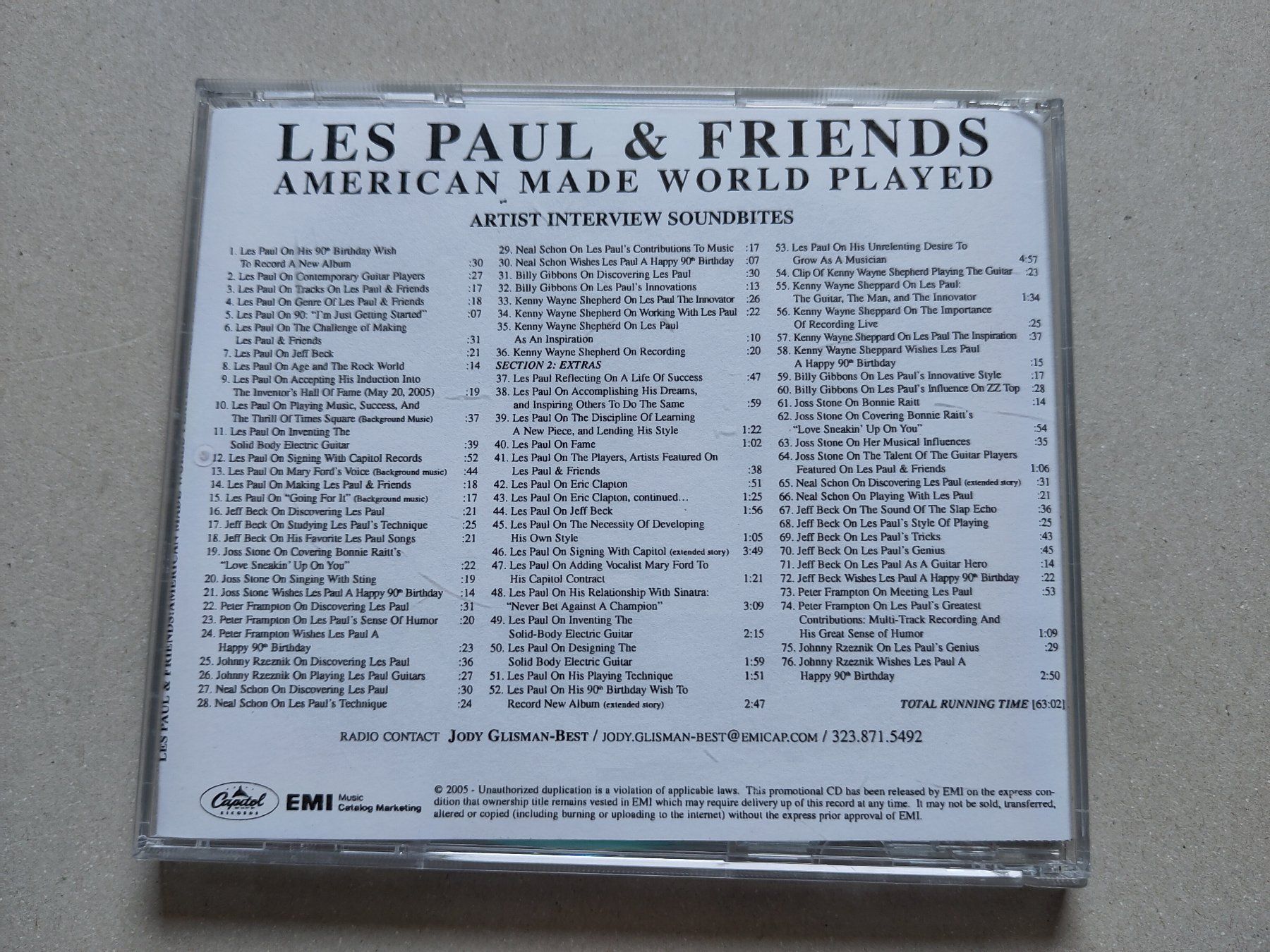 CD: Seltene Interview CD mit Les Paul & Friends von 2005 – Usato da Schaffhausen venduto da RolfMeister 1