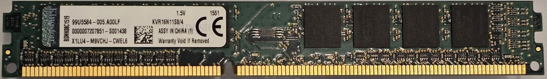 Kingston Memory / RAM: RAM 4GB DDR3 1600MT/s Non-ECC Unbuffered DIMM – Gebraucht aus Azmoos von johanoes
