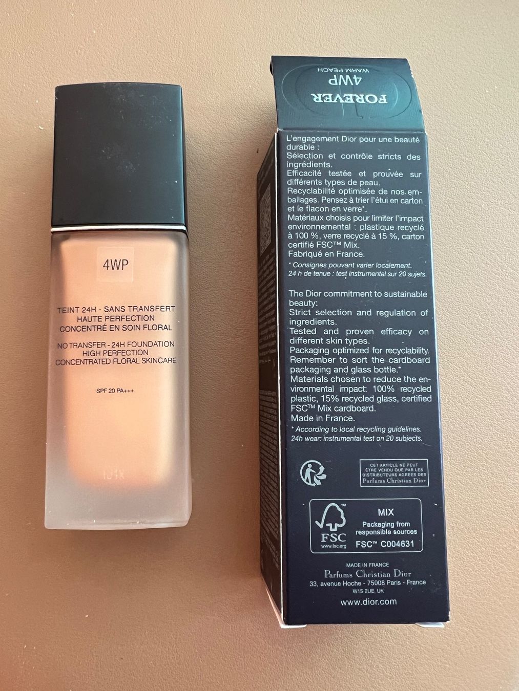 Dior Make-up: Dior Forever foundation (4WP Warm Peach) 30 ml – Nuovo e nell'imballaggio originale da Meilen venduto da Texas1957 1