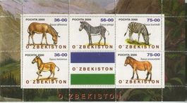 Block "Pferde, Zebra, Esel". Usbekistan.