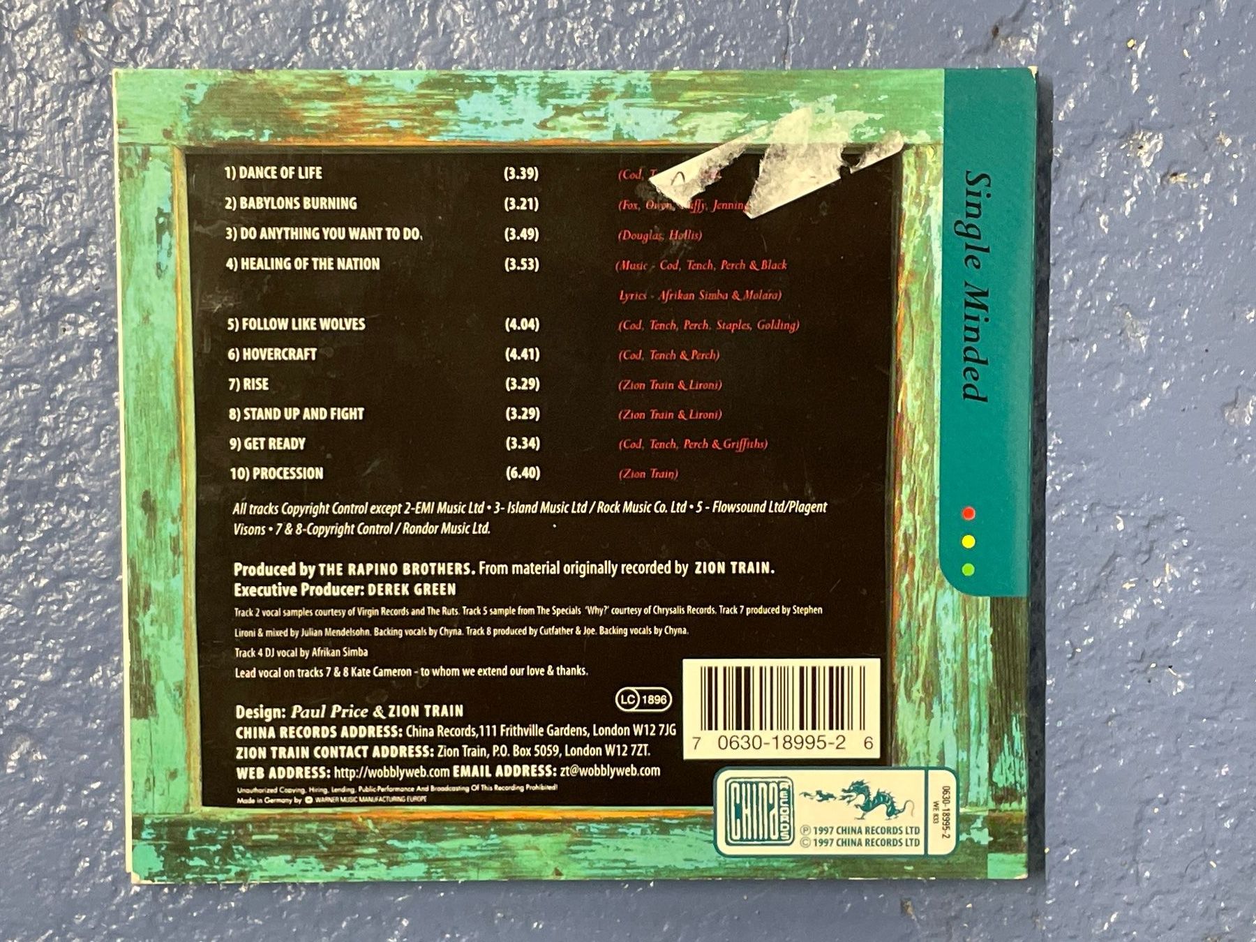 CD: [CD] ZION TRAIN - Single Minded (1997) – Usato da Frasnacht venduto da DiskSelection 1