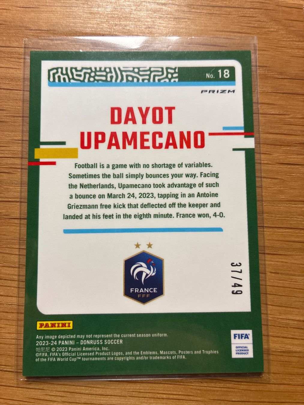 Topps Carte collezionabili: Panini Optic Dayot Upamecano Frankreich /49 – Usato da Wangenried venduto da Garagara 1