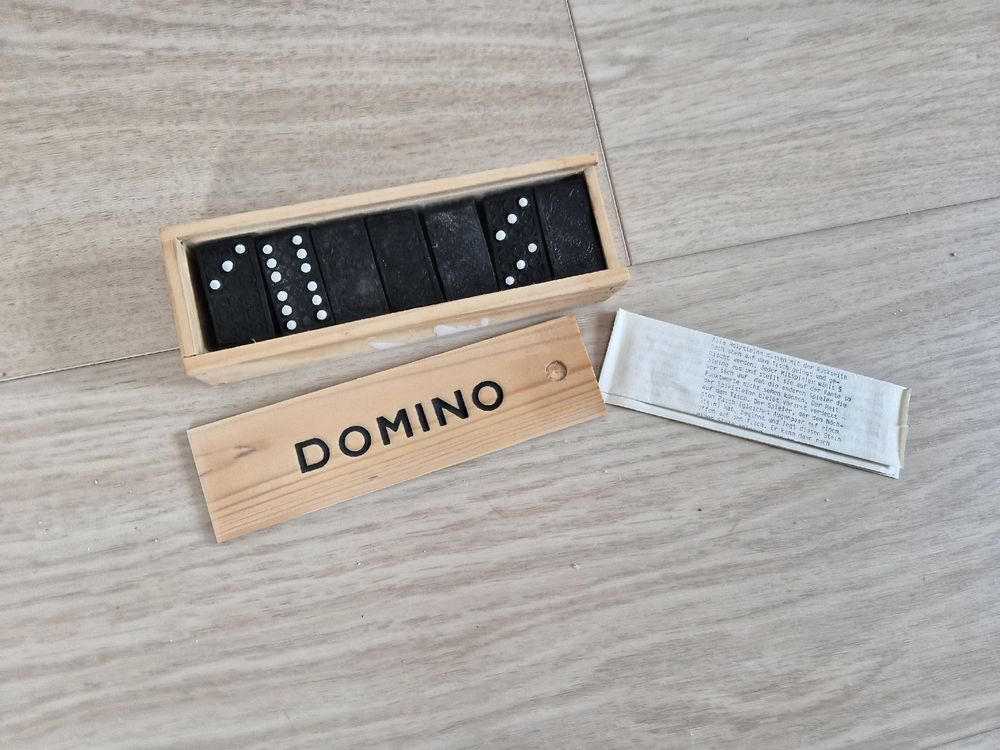 Ensemble Dominos Haut De Gamme 28 Pièces Épaisses - Jeu Classique Famille Dans Boîte Bois