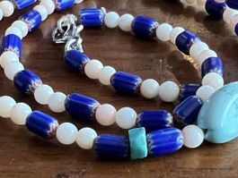Collier De 14 Perles Blanches De Bohême Et Perles De Murano, XVIIe Et Xviiie Siecle