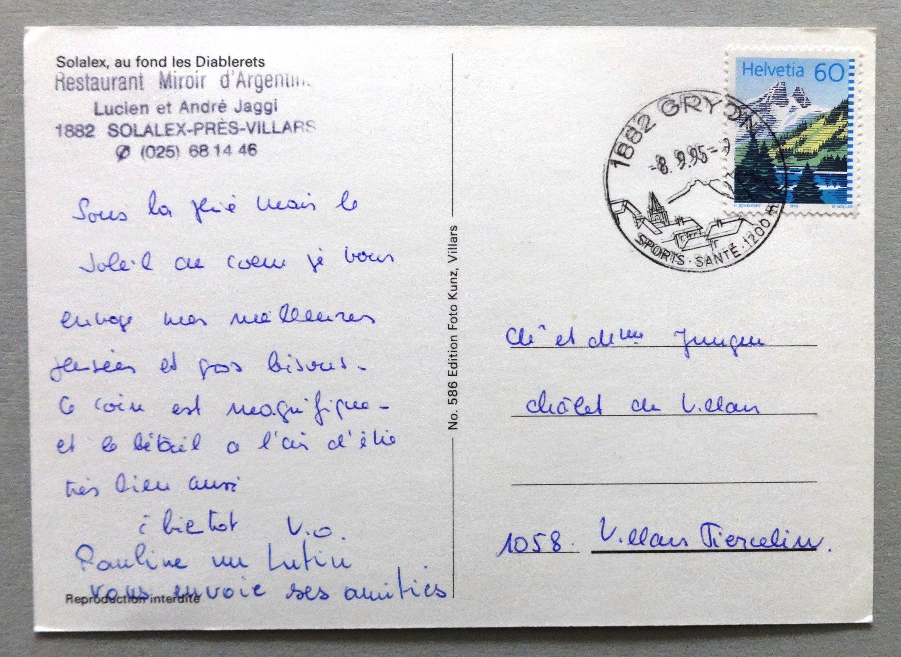 Cartoline postali: Solalex, au fond les Diablerets – Usato da Fétigny venduto da Billy2miny 1