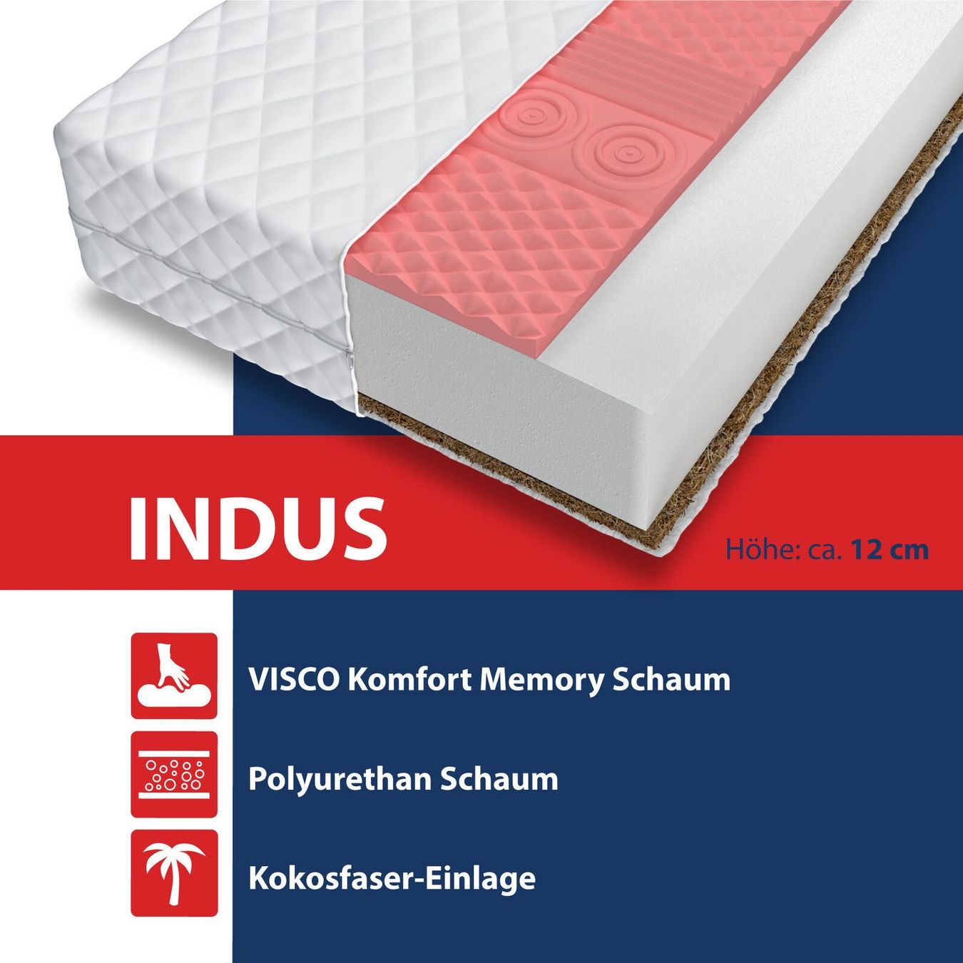 Matratzen: Matratze INDUS - H2/H4 - 12cm - 180x200 – Neu und originalverpackt aus Wallenwil von toesstal-vertrieb 4