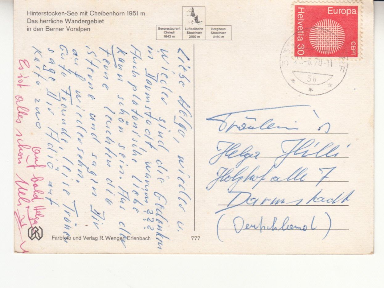 Cartoline postali: Hinterstockensee 1970 – Usato da Bürglen TG venduto da StampGraf 1