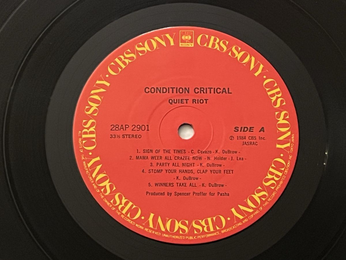 Dischi in vinile: Quiet Riot Condition critical Lp Japan – Usato da Basel venduto da Vinyloase 3