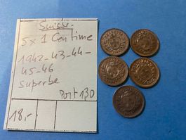 3 X 1 CENTIME 1942-43-44-45-46