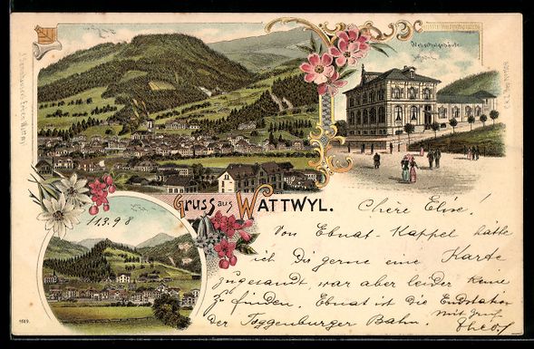 Ansichtskarten: Litho Wattwyl, Gesamtansicht, Webschule – Gebraucht aus Berlin von bartko-reher