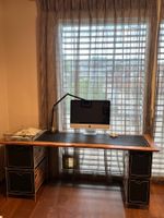Bureau vintage cuir et bois Zingana