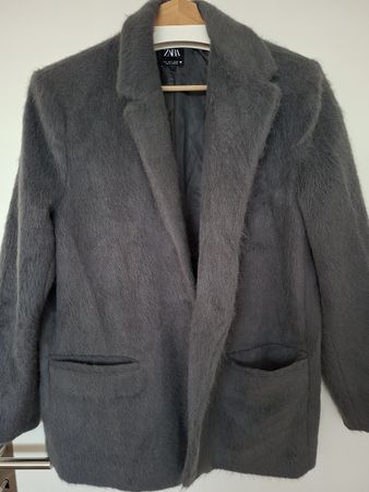 Jacke woman Zara grau grey faux fur size S