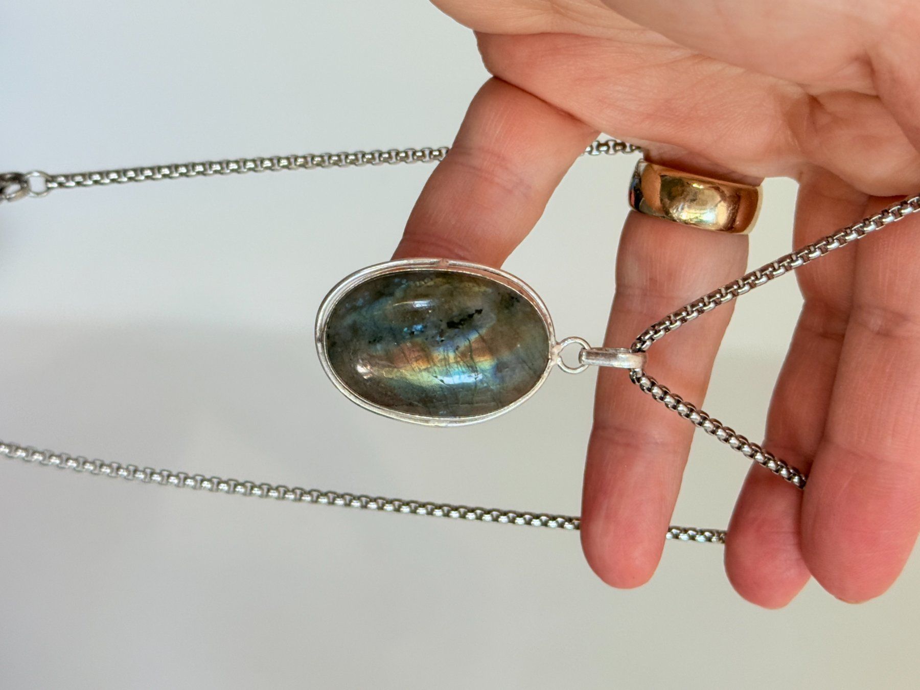 Catenine: Collier vintage avec pierre de Labradorite véritable✨ – Nuovo e nell'imballaggio originale da Genève venduto da AWWA 8