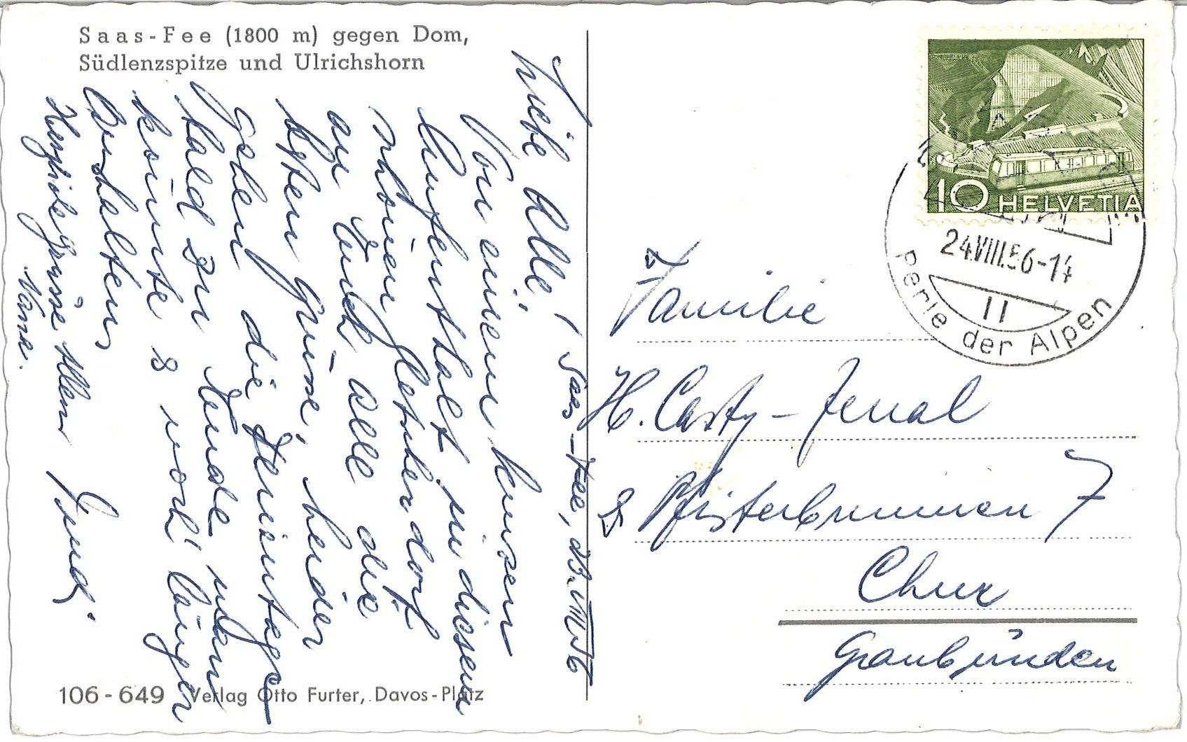 Cartoline postali: Historische Ansichtskarte Saas-Fee ( VS) – Usato da Chur venduto da mar_95xd 1