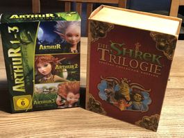 2 Kinder DVD-Boxen Shrek Trilogie und Arthur 1-3