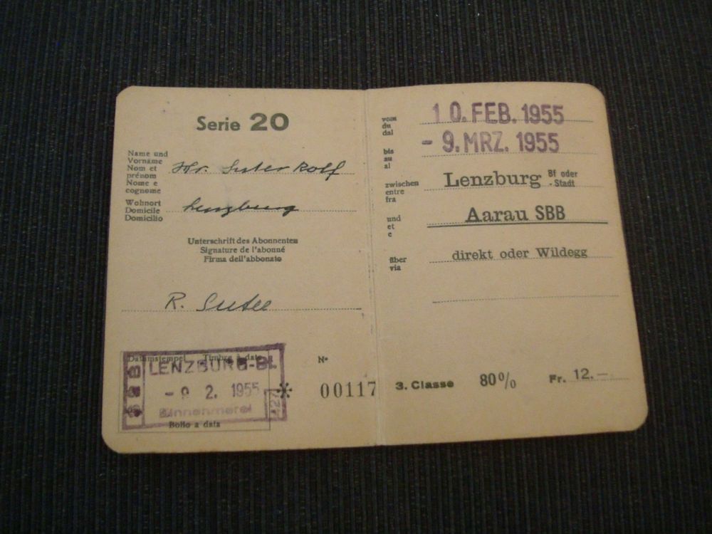 SBB - Abonnement - 1955 | Kaufen auf Ricardo