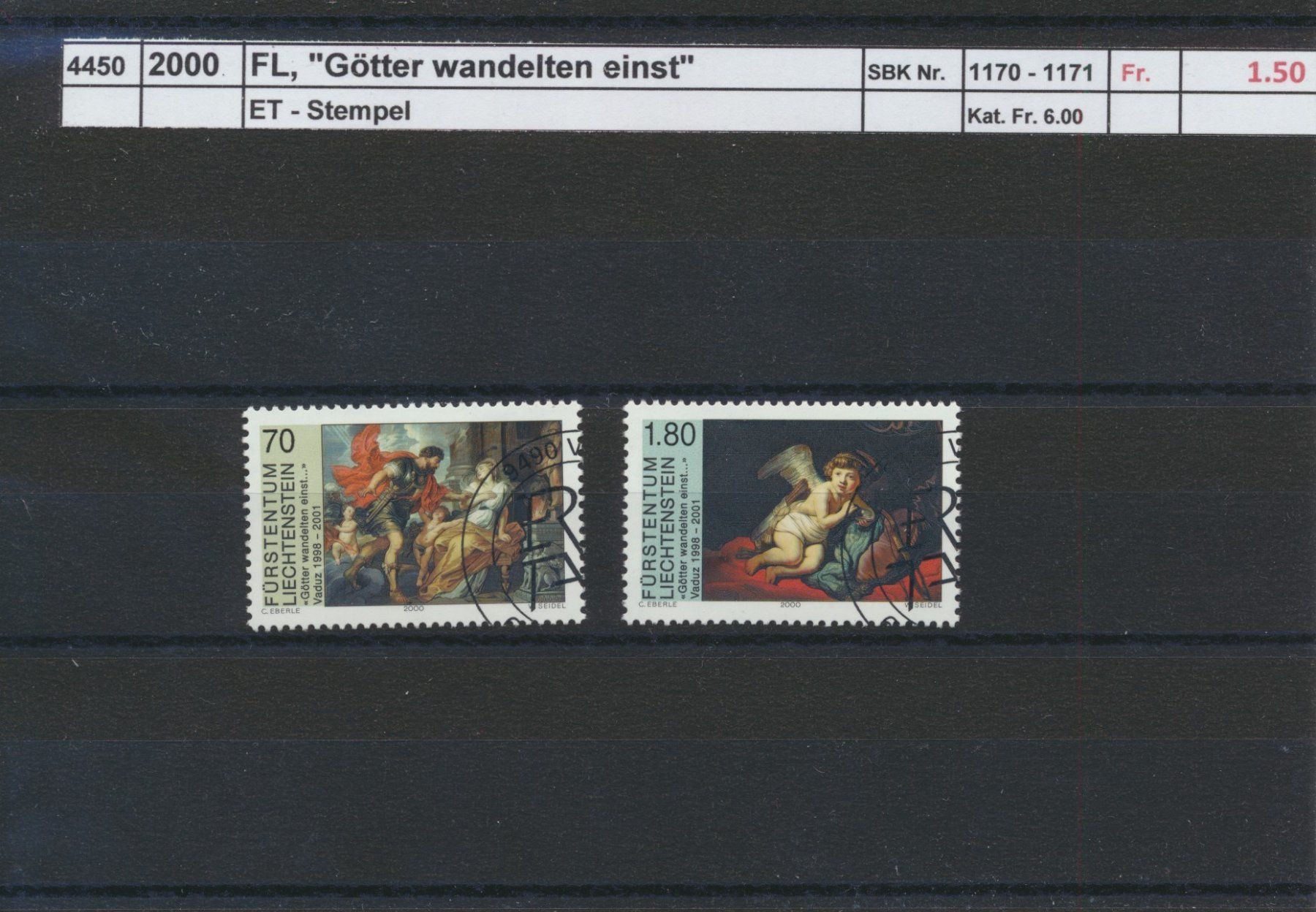 Tutti i francobolli: 2000 FL, "Götter wandelten einst", ET - Stempel – Usato da Winterthur venduto da Zupogeru