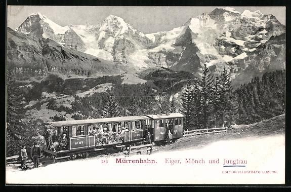 Cartoline postali: Mürrenbahn, Ansicht mit Eiger, Mönch u – Usato da Berlin venduto da bartko-reher