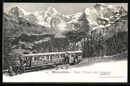 Mürrenbahn, Ansicht mit Eiger, Mönch u