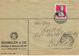 Brief, Schindler & Cie Aufzüge  Bern 1944