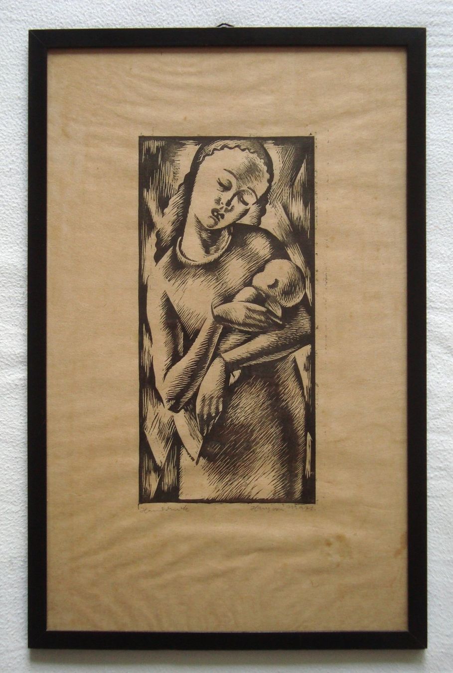 Xilografie: Hans von Matt 1899-1985 Stans, Mutter mit Kind, Linolschnitt – Usato da Oberdorf NW venduto da Lufao 1