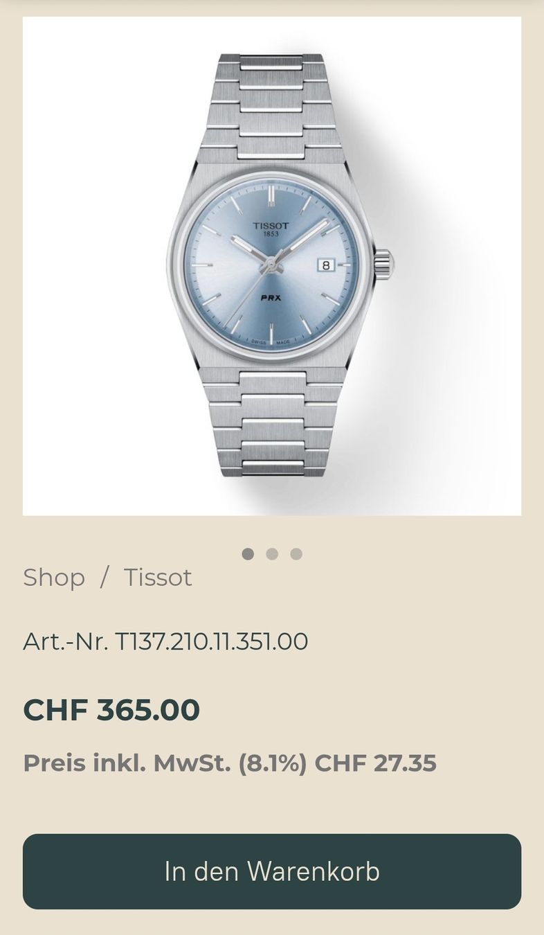 Tissot Orologi: NEU | Tissot PRX Hellblau - T137.210.11.351.00 – Nuovo e nell'imballaggio originale da Villmergen venduto da LuxusWatchCH 5