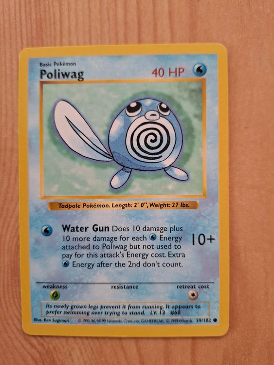 1995 poliwag pokemon card 59/102 - Pokmon Hit Points50 HP Form Poliwag Cards | Trading Card