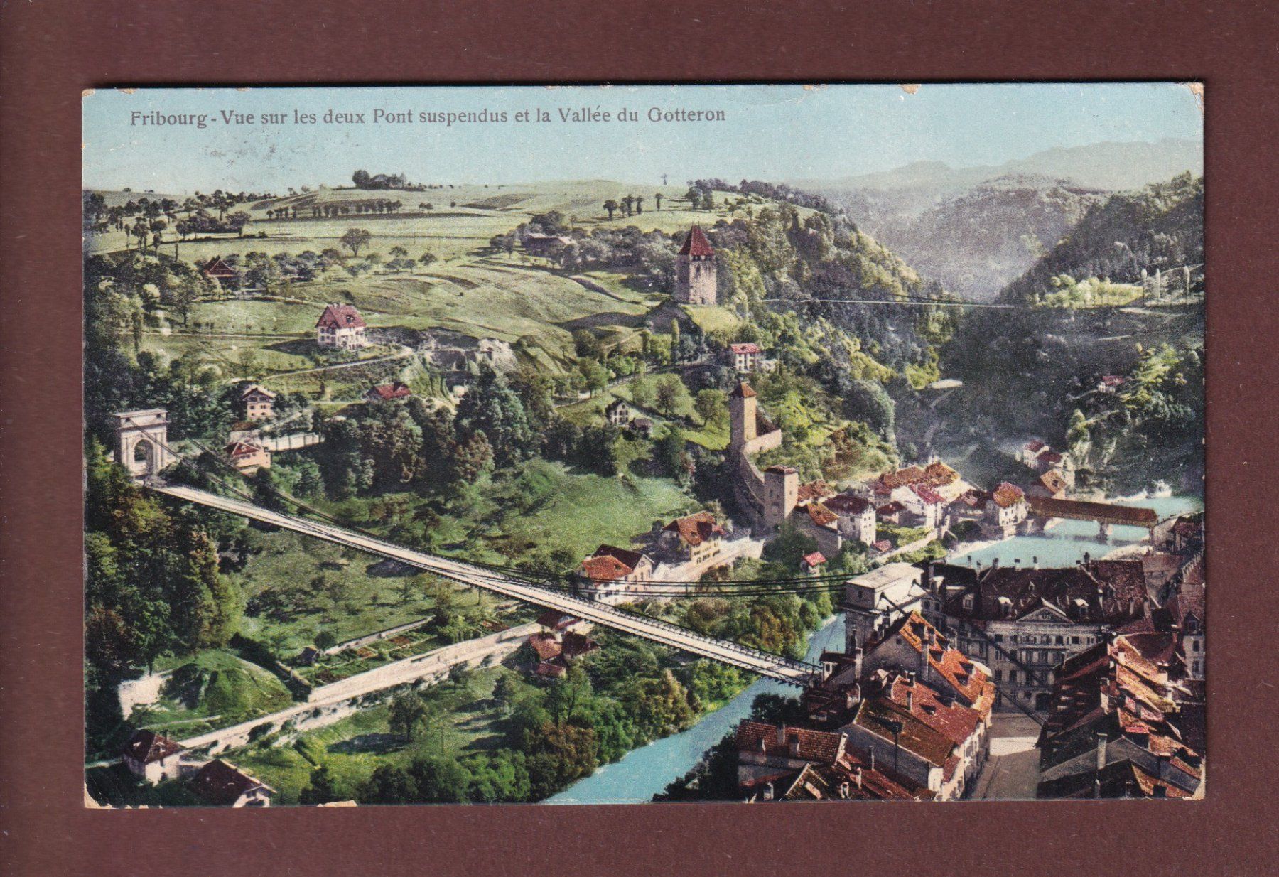 Cartoline postali: FRIBOURG - Vallée du Gotteron - 1909 – Usato da Pully venduto da nicecards-shop