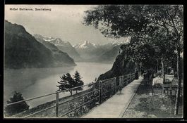 AK Seelisberg, Hôtel Bellevue, Terrasse und Promenade am See