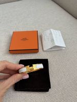 Hermès Click H Armreif Weiss/Gold, Gr. PM (Small), Full Set