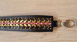 Dior Trageriemen Leder/Strass in schwarz/gold/rosa,neuwertig
