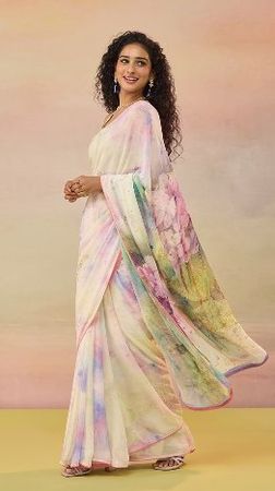 TENEIRA Saree Hellgrün mit Stickerei (26091150)
