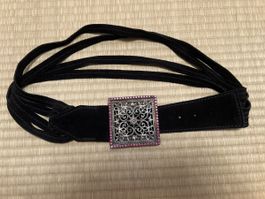 Gürtel Roberto Cavalli Leder schwarz Schnalle Strass guter Z
